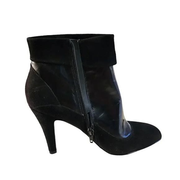 New Enzo Angiolini Women's Black Leather Suede Side Zip Booties Heel Size 8.5 M - Picture 8 of 9